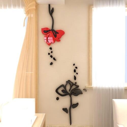 Romantic Flower Acrylic Wall Stickers Tv Background Art Decor Sofa Wall Decoration 3D Lotus Wall Stickers Acrylic Room Decor