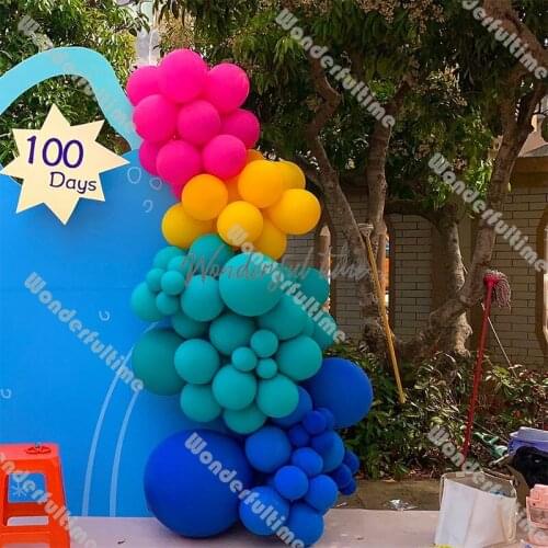 Doubeld Dark Blue Balloons Garland Kit 1st Birthday Party Decoration Matte Auqa Blue Ballon Arch Baby Shower Baptism Decor Lemon