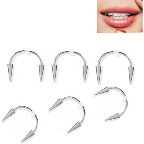 Vampire Teeth Spikes 2Pcs 16g Spike Lips Hoop Rings Vampire Teeth Surgical-Steel Spiked Body Jewelry