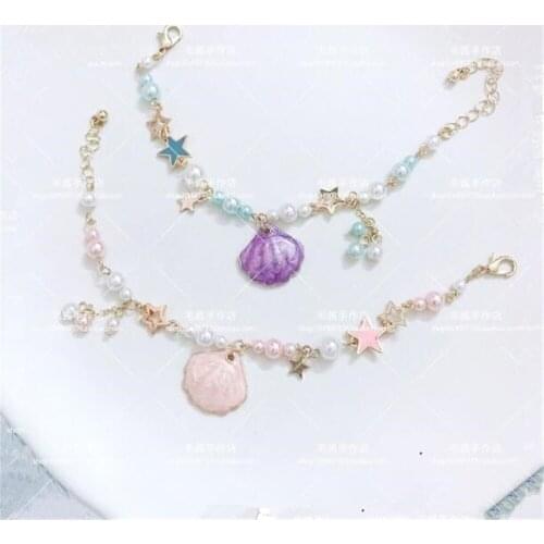 Sweet Lolita Girl Shell Pearl Chain Bracelet Lolita Bracelet Girl Women Jewelry B1479