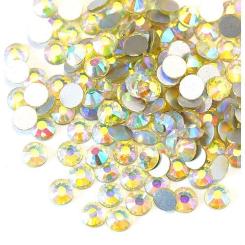 SS3-SS30 Jonquil AB Nail Art Rhinestones Glass Crystal Non Hotfix Strass Glitter Rhinestones For DIY Nails Designs H0038