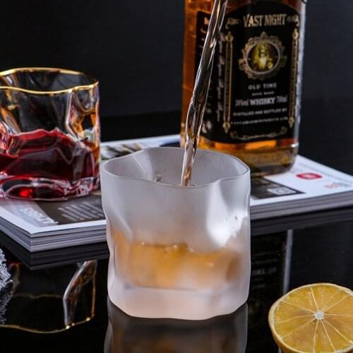 Crumple Bar Whiskey Tumbler Glass Cup Irregular Folds Brandy Vodka Cups Drink Juice Beer Glasses Usefor Hotels Restaurants Home