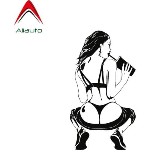 Aliauto Fashion Car Sticker Sexy Attractive Girl Drinking Accessories Vinyl Decals for Motorcycle JDM Chevrolet Peugeot,16cm*9cm