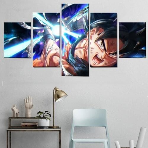 Super Episode 5 Pieces Anime Goku Poster Painting On Canvas Bedroom Wall Art Decoration Pictures Children Room Decor