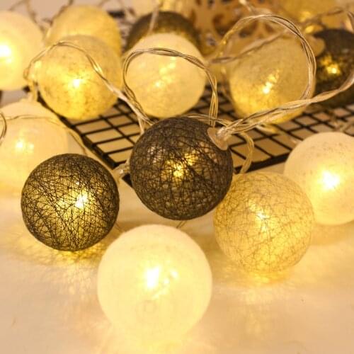 10/20 LED Cotton Ball Led Lights Battery Powered Festoon Led Light Garland Fairy Lights New Year Room Decor Christmas Decoration