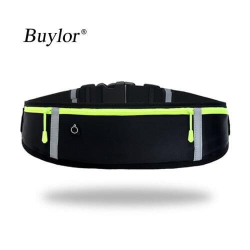 Buylor Waist Pack Unisex Reflective Running Bag Hiking Bum Bag Sport Camping Waist Belt Fanny Pack Waterproof Ultrathin