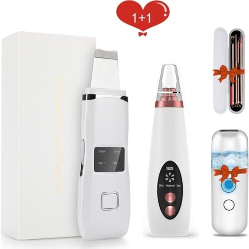 Ultrasonic Skin Scrubber+Blackhead Remover+Nano Facial Steamer+Acne Needles Electric Face Cleaner Shovel Beauty Skin Care Tools