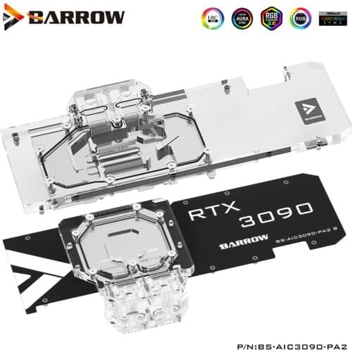 Barrow GPU Water Block For ZOTAC 3090 24G 6X OC,3080 10G,Full Cover Watercooler, 5V,Compatible Original Back Plate BS-AIC3090-PA