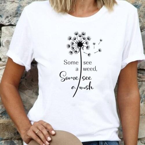 Women Cartoon Dandelion Plant 90s Style Ladies T Top Shirt Regular Lady Fashion Tee Print Female Graphic Short Sleeve T-Shirts