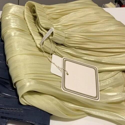 2021 spring asummer vintage pleated skirt women elastic waist knee length skirt