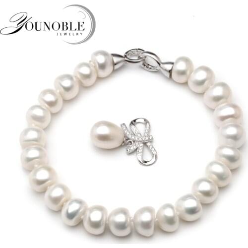 Wedding Freshwater Pearl Bracelet for Women,Real Natural Pearl Bracelets 925 Silver jewelry Girl Best Gift Birthday Top Quality