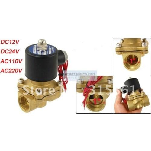 Free Shipping 1'' Water Solenoid Valve Air Oil Brass Valve NBR 2W250-25 DC12V DC24V AC110V or AC220V