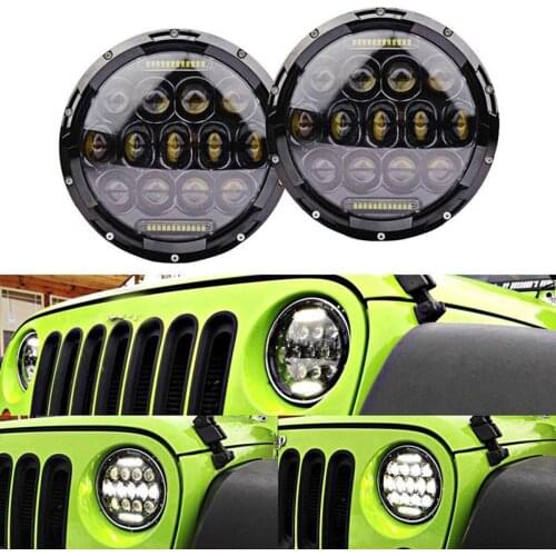 1Piece 7 inch Round LED Headlight Black Chrome 75W LED Headlamp H4 plug DRL High Low Beam for Off-road SUV Motorcycle Trucks 12V