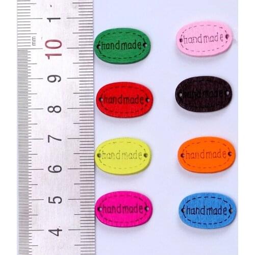 1000pcs Craft Wood Oval 'handmade" Laser Sewing Buttons Chips Embellishments 19x12mm