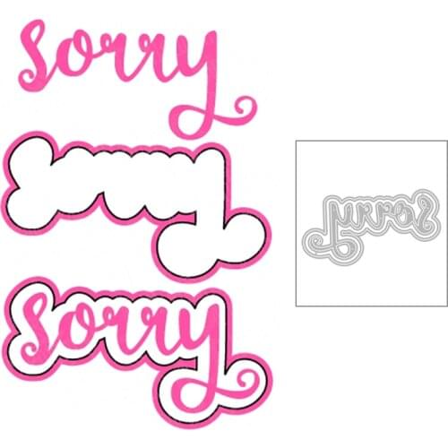 2020 New English Sentiment Words Sorry and Shadow Metal Cutting Dies For DIY Greeting Card Cut Paper Album Scrapbooking No Stamp