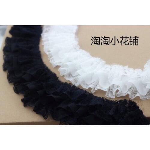 3 yards/lot DIY lace trim organza ruffle organza 3 layer skirt fabric decoration clothing accessories 8.5cm wide