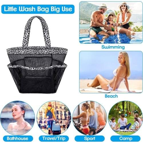 8 Pocket Large Capacity Shower Basket Hanging Breathable Toiletry Organizer Holder for Toiletry Hanging Bathroom Storage Baskets