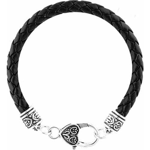 Antique Silver Plated Lobster Claw Clasp Braided Leather Chain Bracelets 50 Pieces A Lot