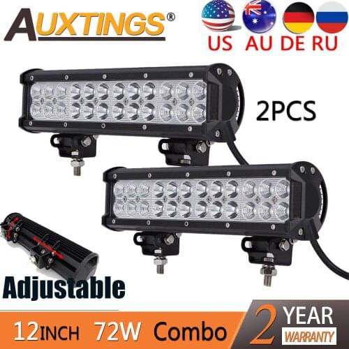Auxtings 2 pack 12inch 72W dual rows waterproof 12V led work light bar 4x4 offroad Spot Flood for Jeep Car 4WD Truck SUV ATV