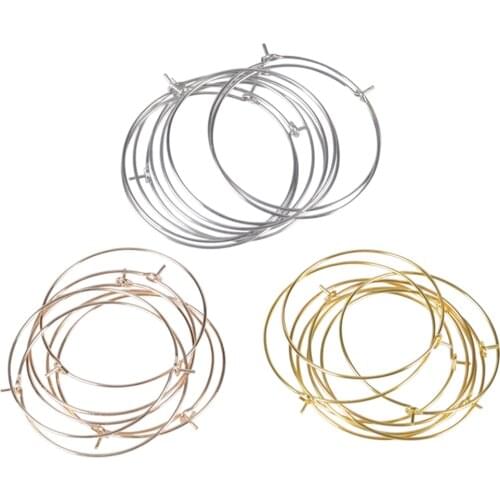 50Pcs/Lot 20-35mm Big Earrings Circle Hoops Earwire Jewelry Findings Ear Wires DIY Accessories For Jewelry Making Supplies