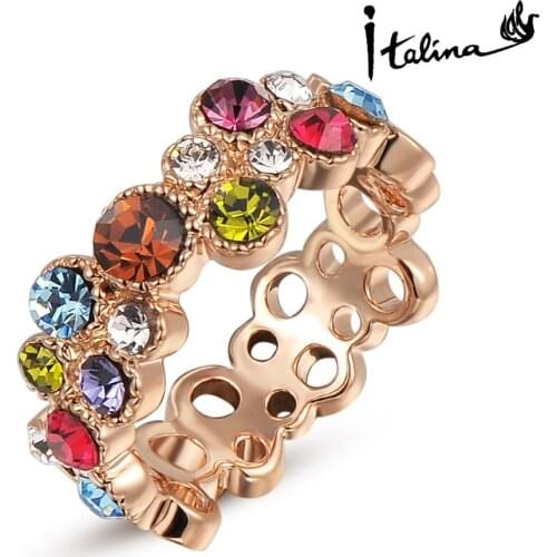 Brand TracysWing Genuine Austria Crystal gold Color Rings for Women healthy Anti Allergies #RA15196Rose