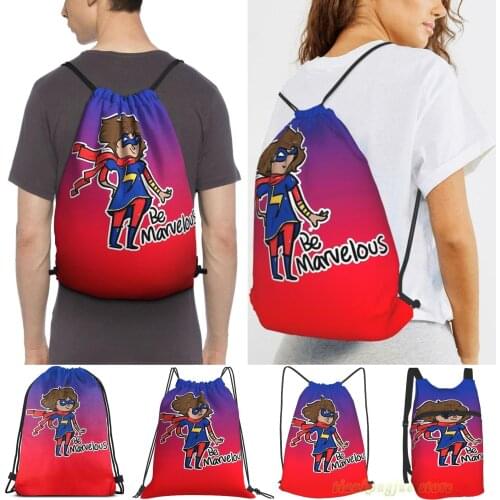 Kamala Khan Be Marvelous Women Drawstring Sackpack Gym Bags Men Outdoor Travel Backpacks For Training Fitness Swimming Bag