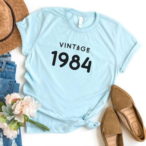 Classic 1984 T-Shirt Women 37 Years Old 37th Birthday Gift Girls Mom Wife Daughter Party Top Tshirt Cotton Streetwear Tee Shirt