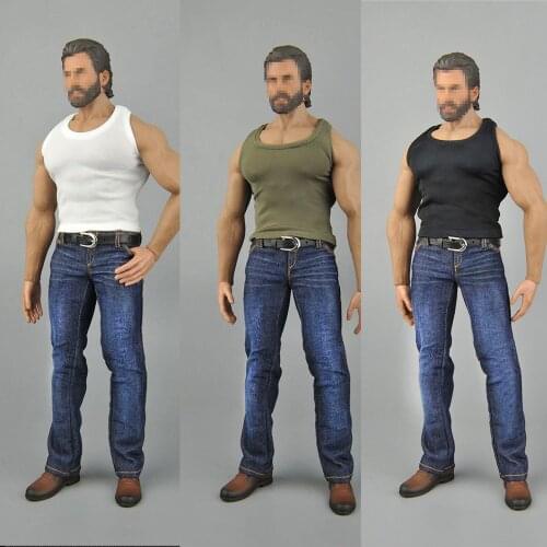 Toy center CEN-M08 1/6 scale Male Figure Clothes Vest Jeans Leather Shoes Set For 12 inches Strong Muscle Body Figures