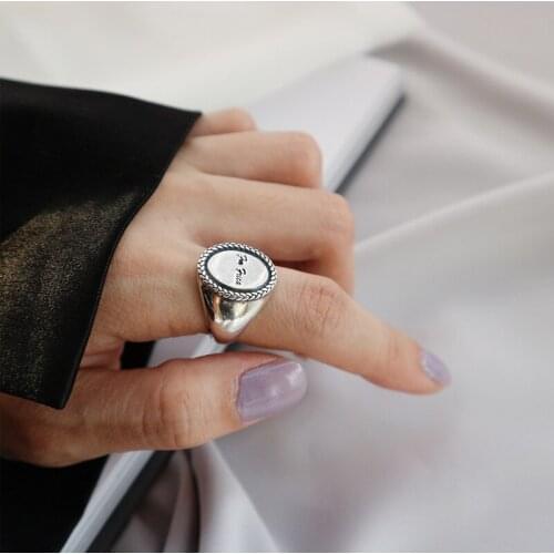 100%S925 sterling silver twist made old personality open mouth silver ring free shipping