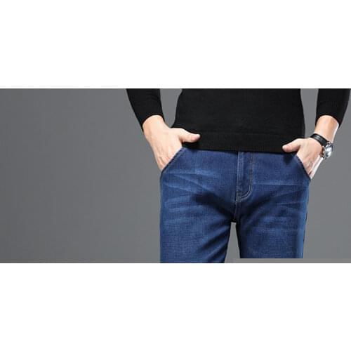 Jantour Men Warm Jeans High Quality Brand Autumn Winter Jeans Thicken cotton Fleece Men Jean Long Trouser big size 40 42 44 46