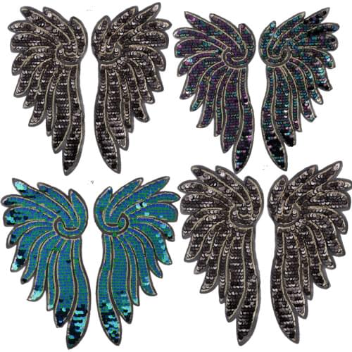 2Pcs Big flower Patches for Clothing Angel wing Sequin Patch Large Patch Parches Sew on Big Sequin Patches Vintage Apliques