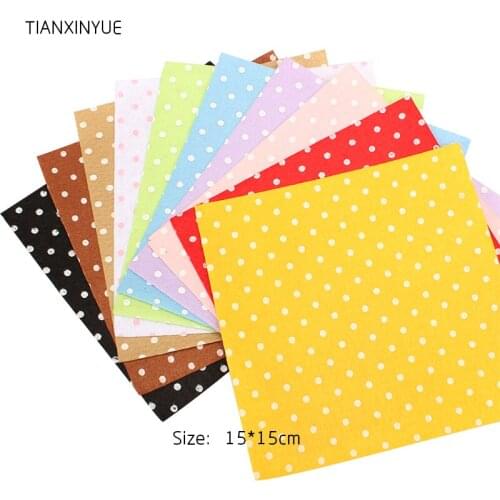 TIANXINYUE Non Woven Fabric 1mm Thick Polyester Felt Of Home Decoration Bundle For Sewing Dolls Crafts 10pcs Polka Dot Pattern