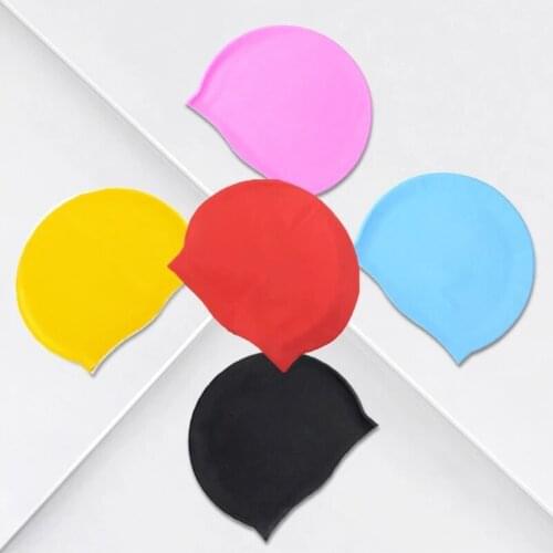 New Women Men Waterproof Flexible Silicone Gel Ear Long Hair Protection Swim Pool Swimming Cap Hat Cover for Adult Children