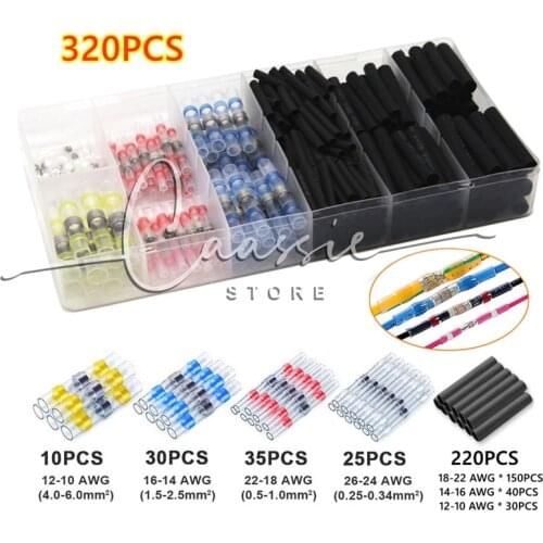 Solder Seal Wire Connectors 300pcs Waterproof butt connectors Self Solder Splice kit Heat Shrink Solder Wire Connectors electric