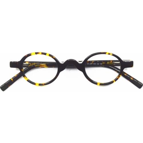 Super Small Round 39mm Spring Hinges Vintage Oval Acetate Man Eyeglass Frames Full Rim Women Hand Made Prescription Glasses
