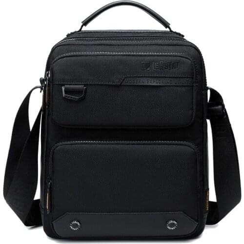 Waterproof Men Oxford Messenger Bag Casual Male Single Shoulder Bag 9.7" iPad Crossbody Bag Business Black Canvas Messenger Bag