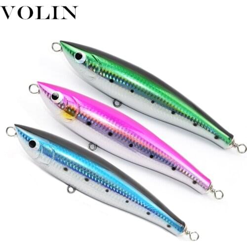 VOLIN NEW 1pc Topwater Big Game Pencil Wooden Fishing Stickbait Surface Trolling Lure170mm 65g Pencil Artifical Boat Lure