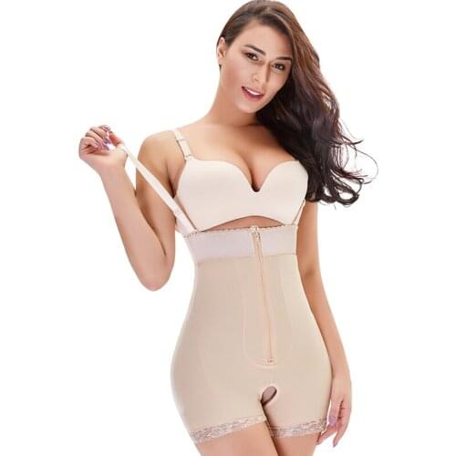 Womens Control Panties Shapers Body Plus Size Zipper Lace Slimming Shapewear Underbust Sleeveless Underwear S-6XL Black Nude