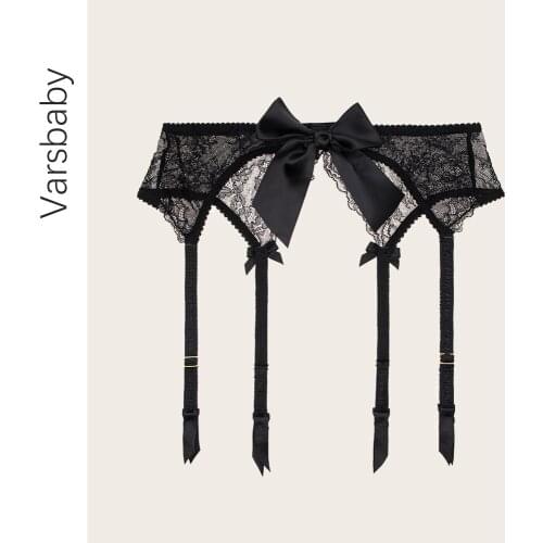 Varsbaby Sexy fashion high quality eyelash lace garter belt transparent underwear S M L XL temptation suspender belt