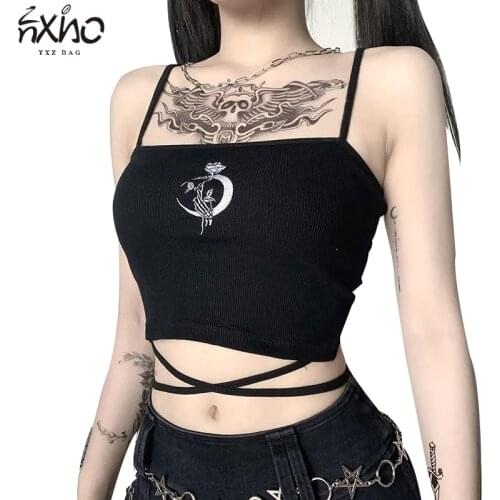 Women Tops Clothes Sling Tight Sexy Fashion Mini Breast-wrap Gothic Style Trend Female Streetwear Casual Personality Thin