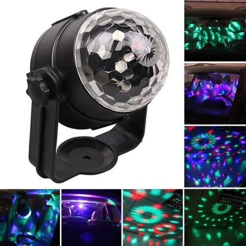 1set Auto Car USB RGB Disco DJ Stage Lighting LED Rotation Ball Light Lamp