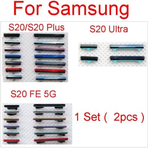 1Set(2pcs) Volume Power On Off Side Button For Samsung Galaxy S20 G9810 S20 Plus G9860 S20 Ultra G9880 S20 FE G7810 Repair Parts