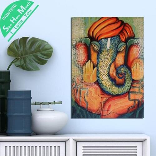 1 Piece Ganesh Lord God India HD Printed Canvas Wall Art Posters and Prints Poster Painting Framed Artwork Room Decoration