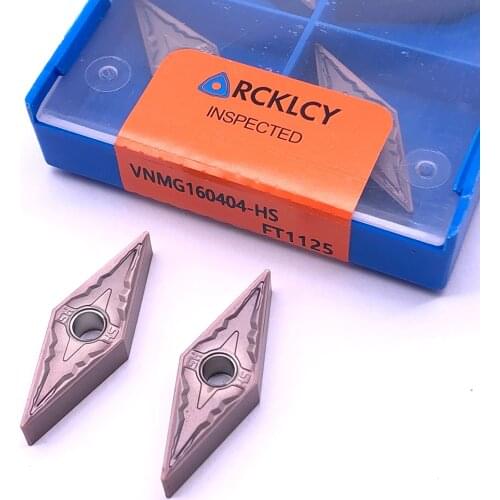 10pcs RCKLCY Carbide Inserts VNMG160404 HS FT1125 Cutter Stainless Steel Processing CNC Turning Tungsten Lathe CNC Machine Part