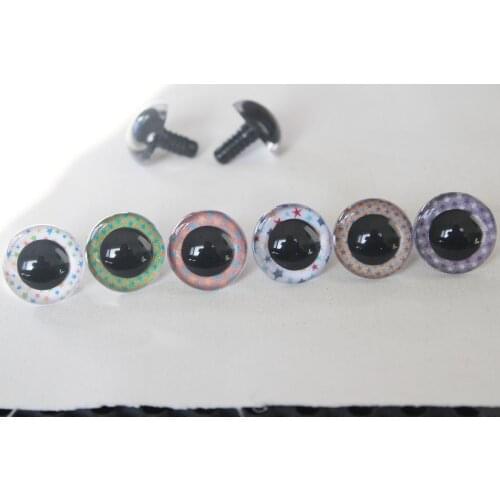100pcs 13mm-28mm STAR STYLE round clear toy safety eyes + hard washer for plush doll -size color option--S6
