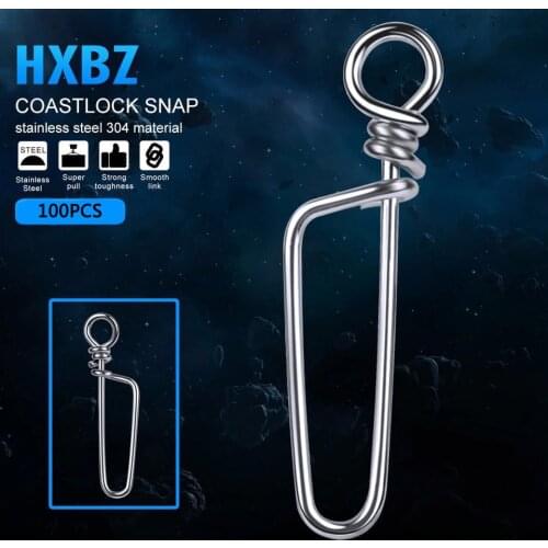 100pcs/lot 0#-7# Connector Fishing Barrel Swivel Snap Safety Snap Stainless Steel Lure Fishing Swivels Snap Accessories