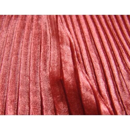 2 meters 150cm 59.05" width brick red soft crumple accordion pleated pleuche velour fabric for long skirt dress MM72