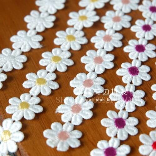 2Meters 2cm Colorful Daisy Flower Lace Trim Knitting Wedding Embroidered Diy Handmade Patchwork Ribbon Sewing Supplies Crafts