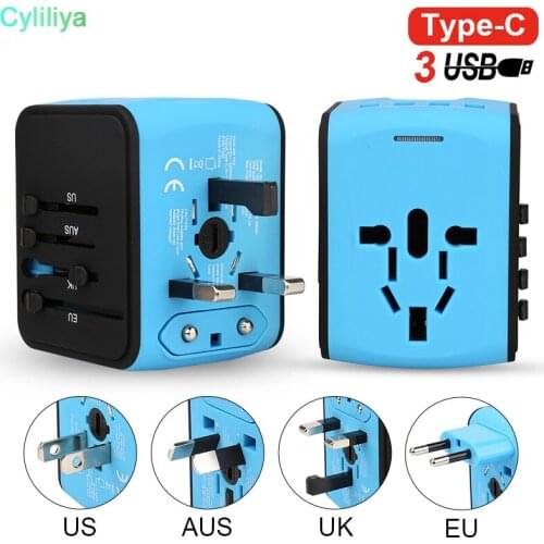 20pcs All-in-one USB Power Travel Adapter with 3port USB 1 Type C portable Charger Wall Outlet Plugs For business travel of US