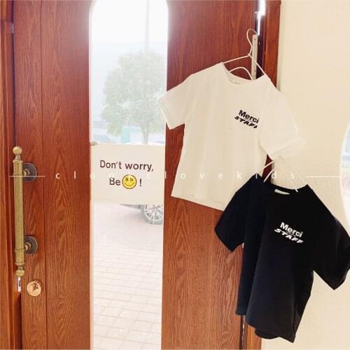 2021 Summer Baby Boys T Shirt Fashion Letters Print Casual Loose Tshirt for Boy Kids Clothing Children Cotton Short Sleeve Tops